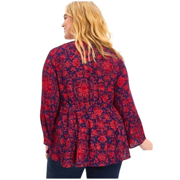 TORRID NEW Babydoll Gauze Crochet Trim Floral Lace-Up Top 4X - Picture 10 of 16